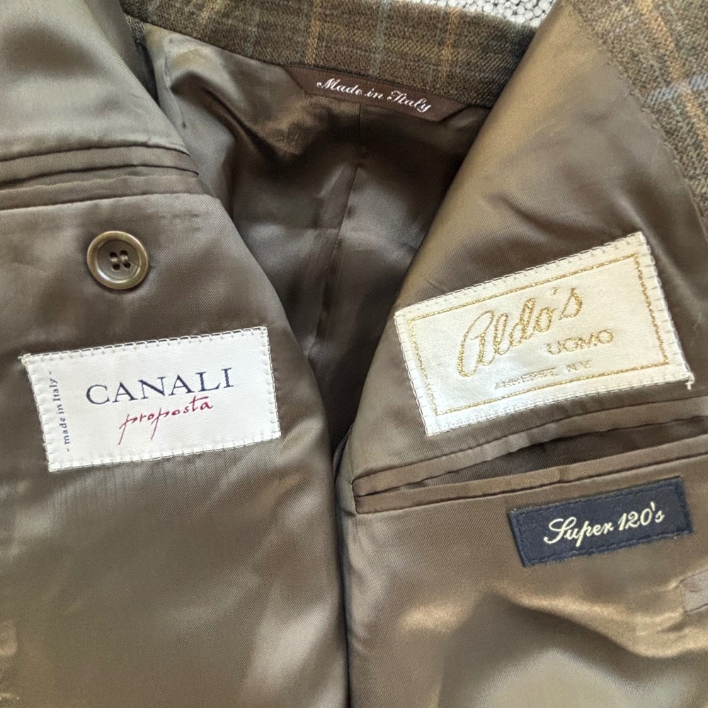 Canali Blazer 42S Brown Plaid Aldo's Super 120s Wool Italy Professional Academic - Picture 10 of 15